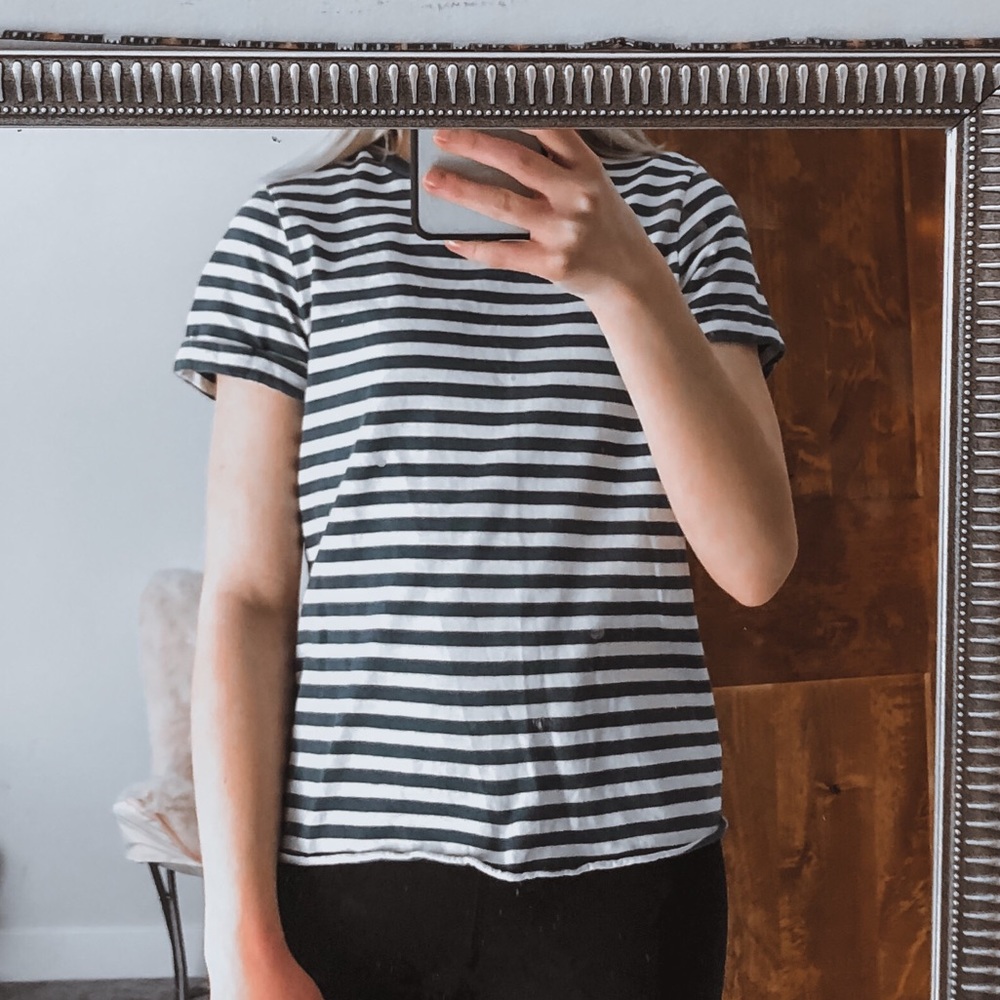 blue striped shirt